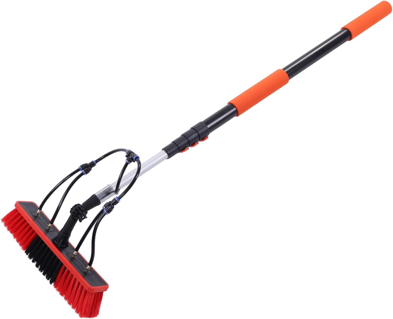 Long Solar Panel Cleaning Brush Kit, 12ft Extendable Window Cleaner Tool with Telescoping Pole, Soap Dispenser, Water Fed for Drain Roof RV Gutter Boat Solar Panel Deck