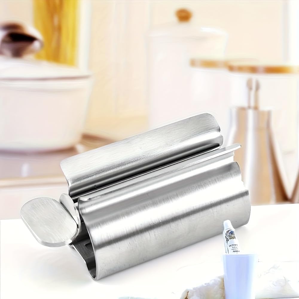 Stainless Steel Manual Toothpaste Squeezer - 304 Rustproof Metal Tube Roller, Compact 7x4x4cm Size for Bathroom, Travel & Family Use (1 Pack)