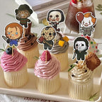36Pcs Horror Movie Cupcake Toppers, Classic Horror Movie Character Cupcake Picks for Scary Movies Theme Birthday, Halloween Birthday Party Supplies Cake Decorations