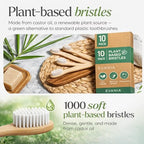 EVANIA Pure Wooden Bamboo Toothbrushes – 10 Pack – BPA-Free Soft Bristles, Natural Wooden Handle, Eco-Friendly, Biodegradable, Vegan & Non-Toxic – Sustainable Oral Care for Adults & Kids