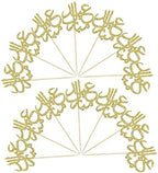 Confetti! 24Pcs Gold Glitter Eid Mubarak Cupcake Toppers Arabic Happy Eid Ramadan Kareem Cake Decorations Islamic Muslim Party Supplies Decorations