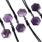 Nupuyai Star of David Hexagram Pendant Necklace for Women Men, Healing Crystal Amulet Stone Pendant with Adjustable Cord 18-28 Inches