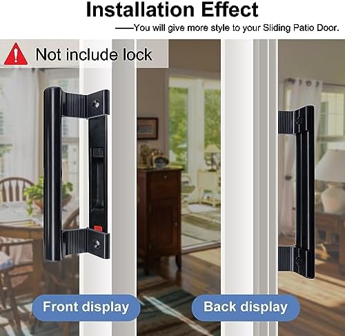 Aluminum Sliding Door Handle - 8" Glass Door Pull Fits 6-5/8" Mounting Holes - Perfect for Patio Doors (Black)