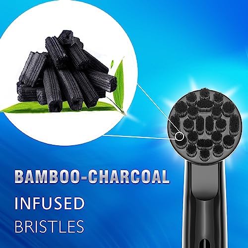 Bamboo Charcoal Replacement Brush Heads Fit for Oral B Electric Toothbrushes, 8PCS, Black, Charcoal Infused Bristles Refill for Vitality, for Triumph ProfessionalCare, for Pro Series