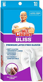 Mr. Clean, 243032 Bliss, Small Latex Free, Vinyl, Soft Ultra Absorbent Lining, Non- Slip Swirl Grip Gloves, (Small)