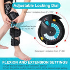 Hinged ROM Knee Brace with Side Stabilizers, Adjustable Post Op Knee Support Orthosis Immobilizer for ACL, PCL and MCL Injury, Medical Knee Orthopedic Support, Leg Stabilizer for Left or Right Leg, Men and Women (Blue)
