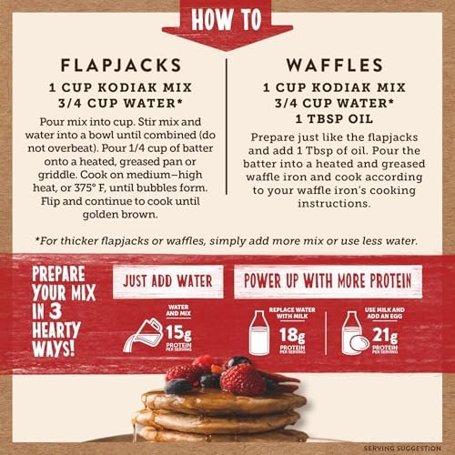 Kodiak, Power Cakes Flapjack and Waffle Mix, 20 Ounce