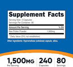 Nutricost Bee Pollen (240 Capsules, 80 Servings) (1,500MG Per Serving) - Non-GMO, GMP Compliant