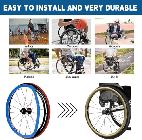 1 Pair 20/22/24 inch Wheelchair Push Rim Covers, Non-Slip Wear-Resistant Hand Push Protective Cover, Silicone Wheelchair Handrim Covers, Rear Wheel Grips Cover,Copper,22inch