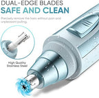Ear and Nose Hair Trimmer Clipper - 2026 Professional Painless Eyebrow & Facial Hair Trimmer for Men Women, Battery-Operated Trimmer with IPX7 Waterproof, Dual Edge Blades for Easy Cleansing Blue