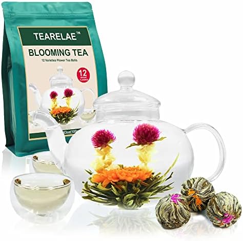 TEARELAE Blooming Tea Flowers - 12pcs Individually Sealed Flowering Balls - Hand-Tied Natural Green Tea Leaves & Edible Flowers - Gifts For Lovers