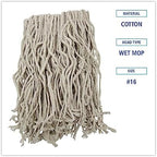 Boardwalk BWKCM02016S 4-Ply #16 Band Cotton Cut-End Mop Head - White (12/Carton)