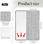 10 Pcs Reusable Mop Pad, 12.6 x 4.7 Inch Gray Mops Replacement Pads Washable Floor Cleaning Mops Pad Compatible with Most Flat Mop for Home, Office, School Cleaning