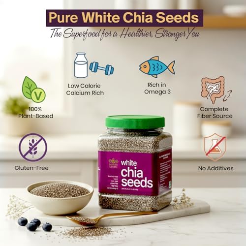 Golden Crown White Chia Seeds - Gluten Free, Non GMO, Kosher & Vegan Chia Seeds- Mild Flavor Suitable for Chia Puddings, Smoothies, Baking, Oatmeal, Yogurt, Sauces & Everyday Cooking, 24 Oz (1.5 Lb)