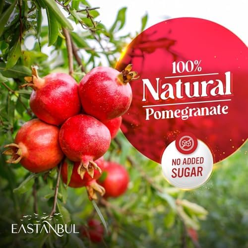 Eastanbul Pomegranate Molasses, 12.35oz, No Added Sugar, Mediterranean Pomegranate Syrup, Nar Eksisi Sweet and Sour Sauce, 100% Natural, Concentrate, Vegan Sauce, Paste, Salad Dressing, No Additives