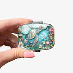 1pc Square Pill Box, Mini 2 Compartment Medicine Pill Organizer, Household Portable Medicine Storage Box, Vitamins Fish Oil for Pockets Purses Travel Unique Gift (sea Turtle)