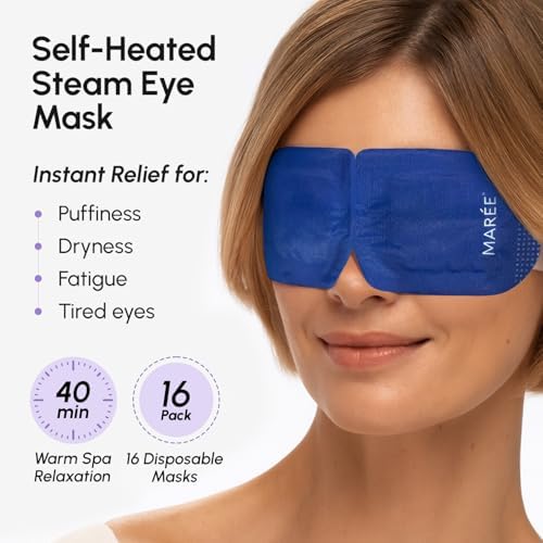 MAREE Heated Eye Masks for Dry Eyes – Steam Eye Mask Disposable – Lavender Self Heating Eye Mask for Puffy Eye – Facial Steamer Alternative for Relaxation – Warm Compress for Eyes – Spa Gift for Women