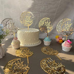 Eid Mubarak Cupcake Topper-8Pack Gold Acrylic Cake Topper,Muslim Islam Eid Festival Wedding/Baby Shower/Birthday Party Decorations Supplies