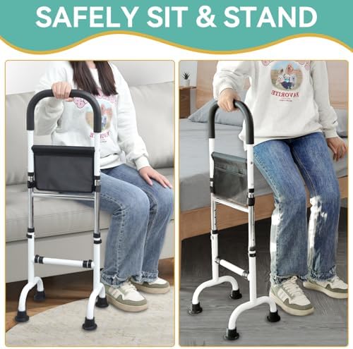 Stand Assist Aid for Elderly, Adjustable Safty Mobility Aids Rail for Couch Chair Toilet, Non-Slip Standing Assist Device with Heavy-Duty Steel Frame, Sit to Stand Support for Seniors