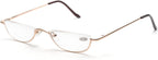 ZUVGEES Vintage Alloy Semi Rimless Reading Glasses Men Women Half Frame Slim Glasses with Stylish Case T0340