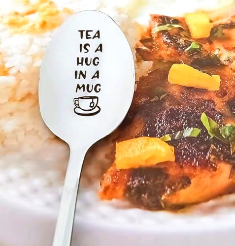 Tea Birthday Gift for Tea Lover Gifts Spoons for Women Men Tea is a Hug in a Mug Spoon for Papa Daughter Christmas Gifts for Tea Drinkers Lovers Nana Friends Engraved Tea Spoon