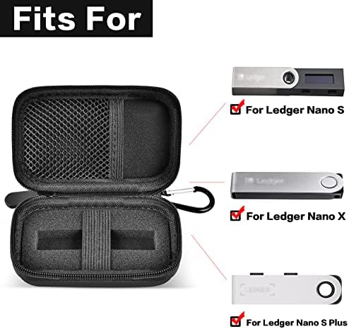 Case Compatible with Ledger Nano X/S/S Plus for Cryptocurrency Hardware Wallet - BTC for Bitcoin, Ethereum, Ripple, Altcoins and ERC Tokens. Storage Carrying Organizer for Crypto Wallet & USB Cables