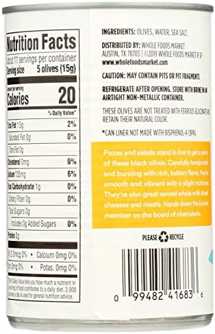 365 by Whole Foods Market, Ripe Medium Pitted Olives, 6 Ounce (Pack of 4)