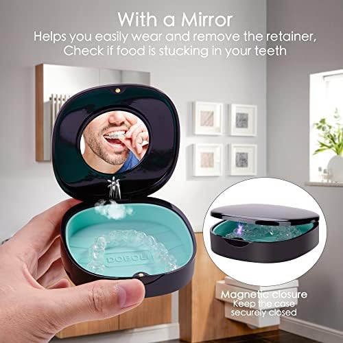 2 Pack Retainer Case with Vent Holes, stocking stuffers for gift women men ,Compatible with Invisalign,Night Guards,and Mouth Guards Case - Includes Storage Bag,Slim Aligner Remover Tool Black Pink