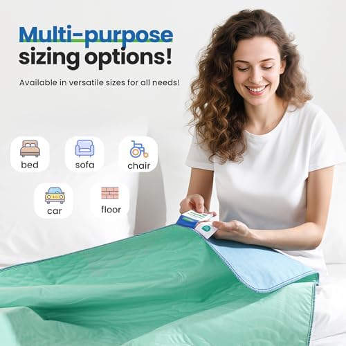 Noovirum® Washable Underpads,34"x36" (Pack of 4) - Heavy Absorbency Incontinence Bed Pads for Adults, Kids & Pets - Waterproof Reusable Protective Pad for Bed, Sofa, Furniture & Floor