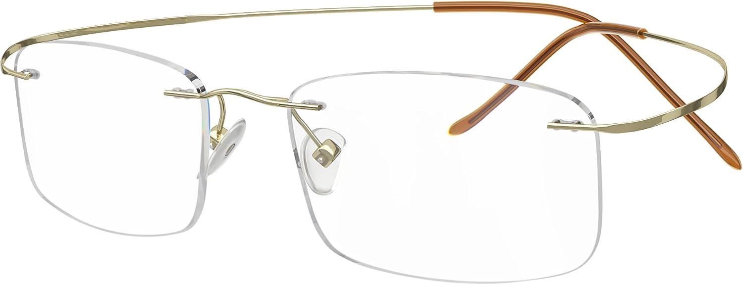 Eyekepper Titanium Rimless Reading Glasses Readers Men Women Gold +1.5