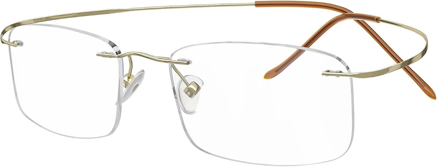 Eyekepper Titanium Rimless Reading Glasses Readers Men Women Gold +2.25