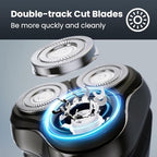 Electric Razor for Men Cordless: Wet/Dry Rotary Shaver Waterproof - USB Fast Charging & Sensitive Skin Care - Pop up Trimmer & Precision Blades Upgraded B2 Black-Silver