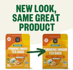 FGO Organic Turmeric Ginger Herbal Tea, 40 Count, Eco-Conscious Tea Bags, Caffeine Free (Pack of 1)