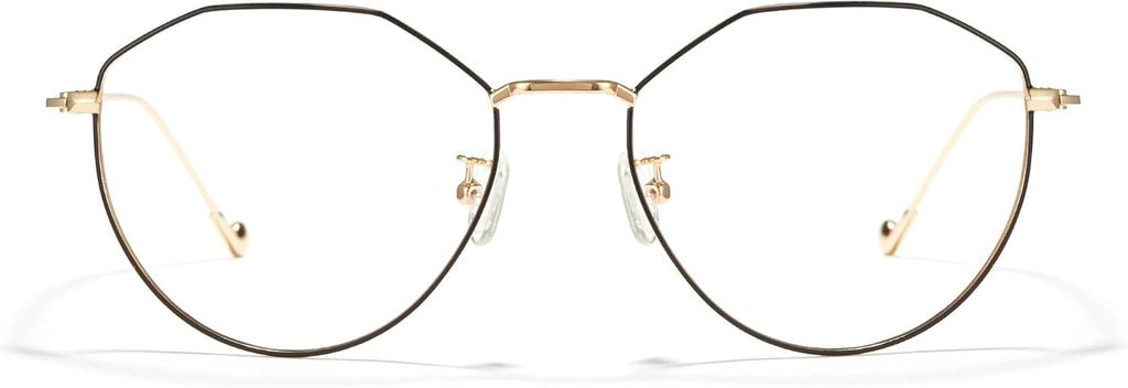 Cyxus Blue Light Glasses for Men and Women, Round Metal Frame Computer Eyeglasses for Office, Gaming, Reading 8090