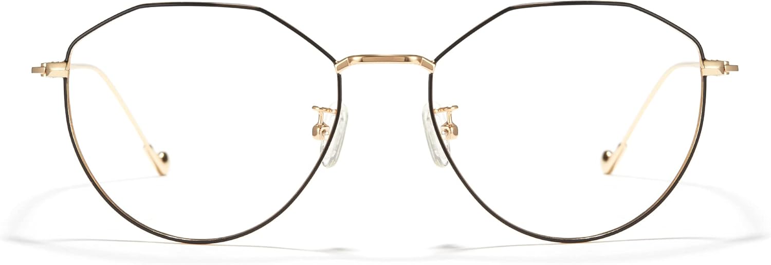 Cyxus Blue Light Glasses for Men and Women, Round Metal Frame Computer Eyeglasses for Office, Gaming, Reading 8090