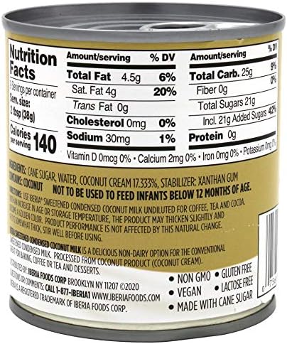 Iberia Sweetened Condensed Coconut Milk, 11.6 Oz (Pack of 12)