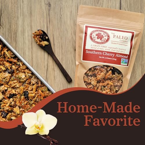 Maple Nut Kitchen Southern Cherry Almond Granola 10 oz – Paleo Grain Free Nut Granola with Tart Cherries, Coconut & Seeds – No Sugar Added, Oat Free, Gluten-Free, Vegan, High Protein, Low Carb Cereal