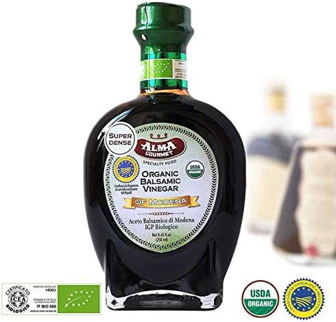 Organic Super Dense Italian Balsamic Vinegar of Modena I.G.P. | No Added Sulfites/Caramel | USDA and ICEA Certified | 250 Milliliter | 8.5 Fluid Ounce
