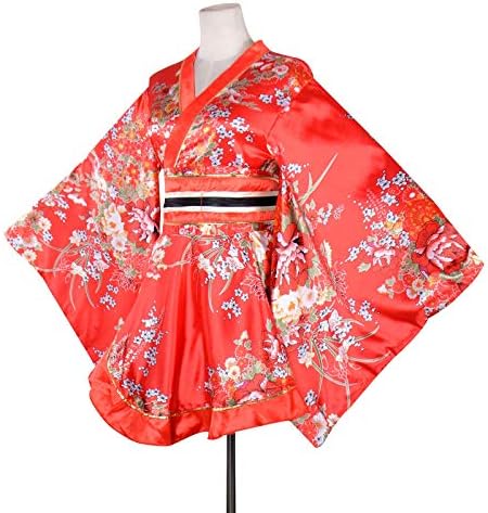 Kimono Costume Adult Japanese Geisha Floral Patten Gown Blossom Bathrobe Sleepwear With Obi Belt