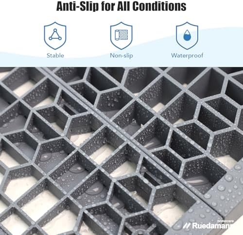 Ruedamann 2" Rise Modular Threshold Ramps for Doorways, 3000 Lbs Load Capacity Ramps for Wheelchairs for Home, Solid Plastic Portable Wheelchair Ramp for Door Thresholds and Cars, 2 PCS