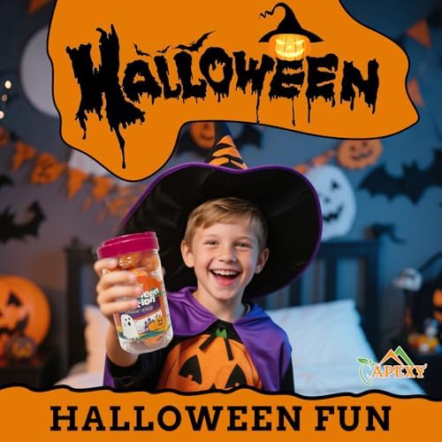 Apexy Center-Filled Gummy Candy Halloween Special Edition – Pumpkin Head Designs, Fruity Gummies, Fun Trick-or-Treat Candy, Party Favor, Premium Chewy Candy - Party Must Have - Jelly Filled Gummies, Fat Free, Nut Free. 11.42oz (Halloween Edition)