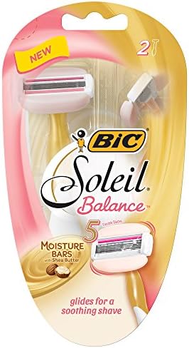 Bic Soleil Balance Razor For Women - Moisture Bars With Shea Butter - 2 Count Razors Per Package - Pack of 2 Packages