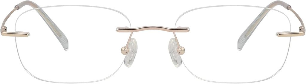 Eyekepper Titanium Rimless Reading Glasses Frameless Rectangle Oval Readers Women Men Gold +1.75