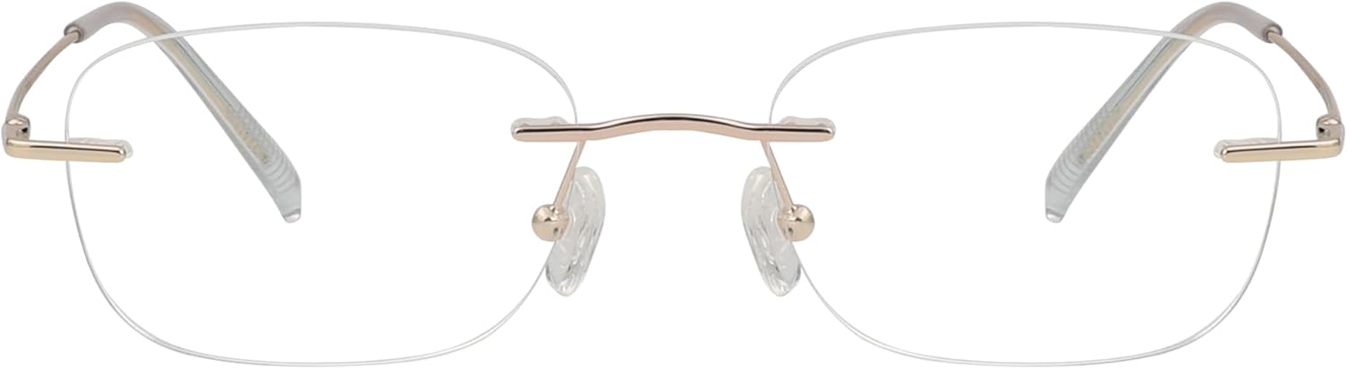 Eyekepper Titanium Rimless Reading Glasses Frameless Rectangle Oval Readers Women Men Gold +1.75