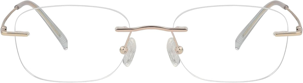 Eyekepper Titanium Rimless Reading Glasses Frameless Rectangle Oval Readers Women Men Gold +0.75