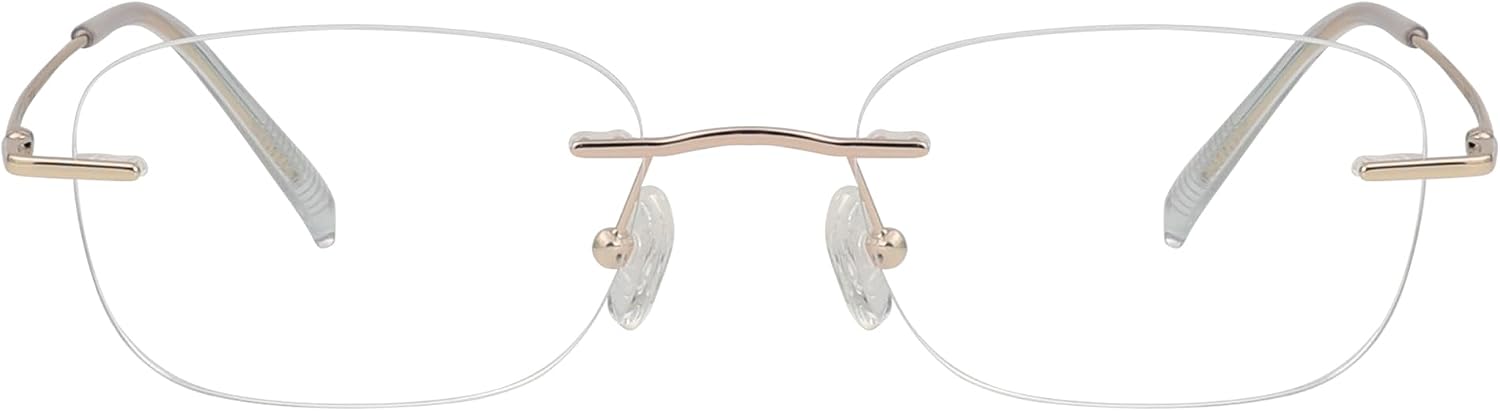 Eyekepper Titanium Rimless Reading Glasses Frameless Rectangle Oval Readers Women Men Gold +0.75
