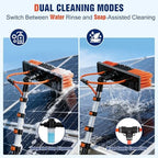 24FT Water Fed Pole Window Cleaning System & Solar Panel Cleaning Kit, Professional Window Washing Kit with Extension Pole, 180° Rotating Brush & Soap Dispenser