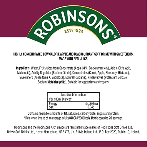 Robinsons Mini Apple & Blackcurrant On-The-Go Squash 66ml (Pack of 2)