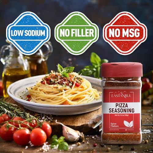 Eastanbul Pizza Seasoning Spice Blend, 5.29oz Italian Seasoning, Boosts Pizza Toppings, Herbal Blend, Popcorn Spice, Low Sodium, No MSG, No Filler, Vegan