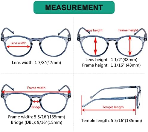 Eyekepper Oval Spring Hinges Ladies Reading Glasses +3.00 Blue Frame Round Reader Eyeglasses for Women Reading